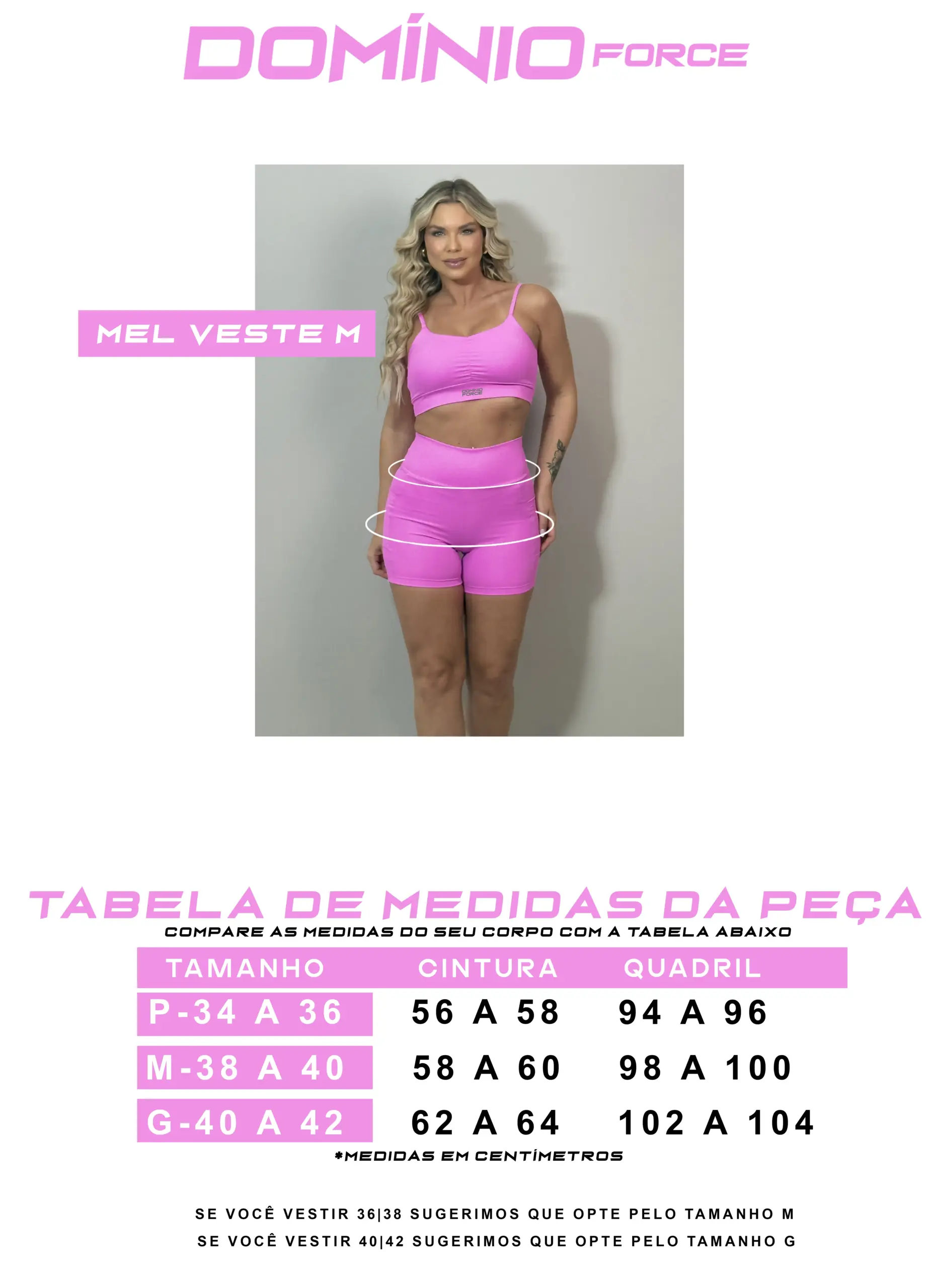TABELA DE MEDIDAS LEGGING